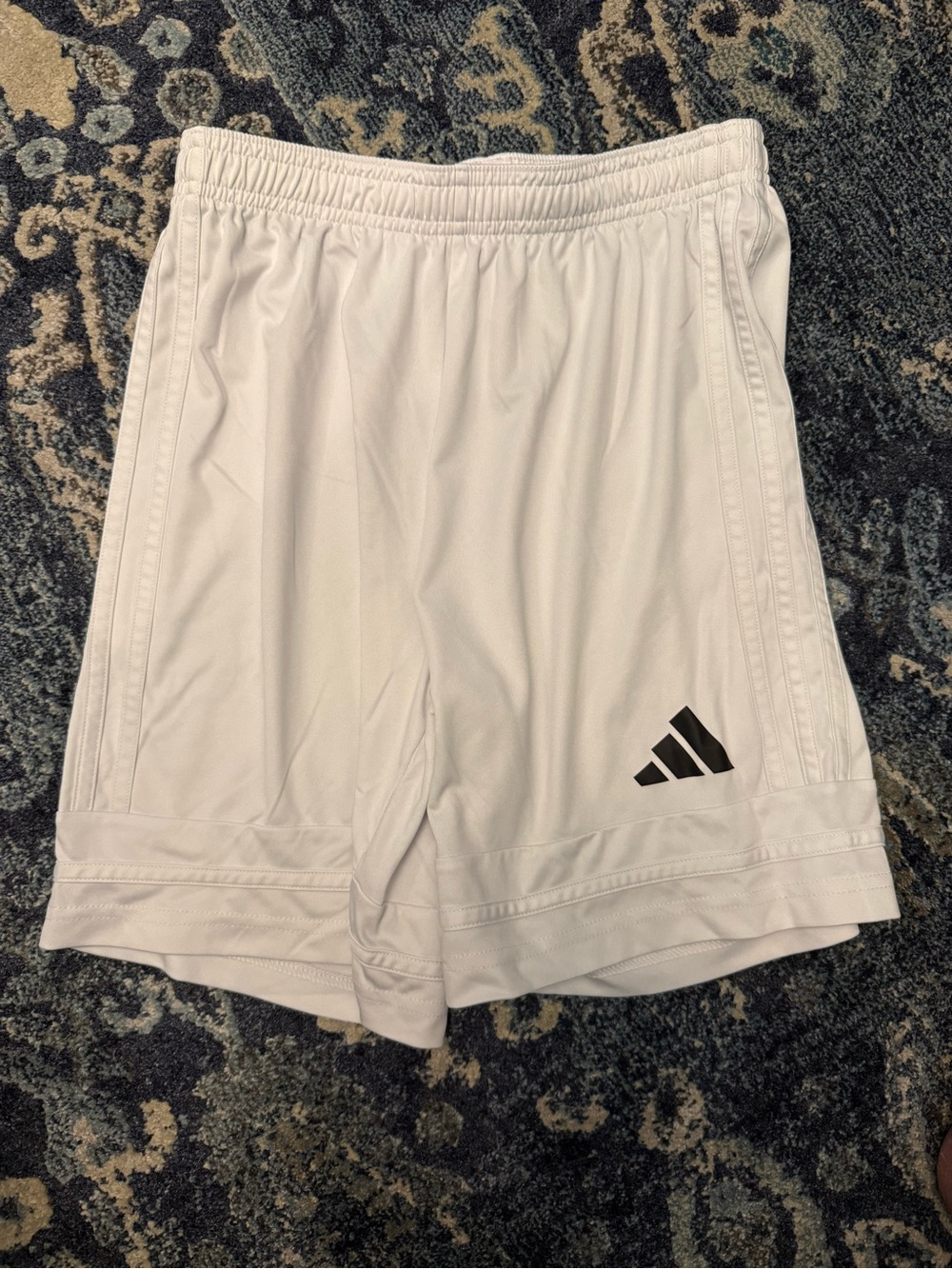 Adidas kid’s White Athletic Shorts with Black Logo